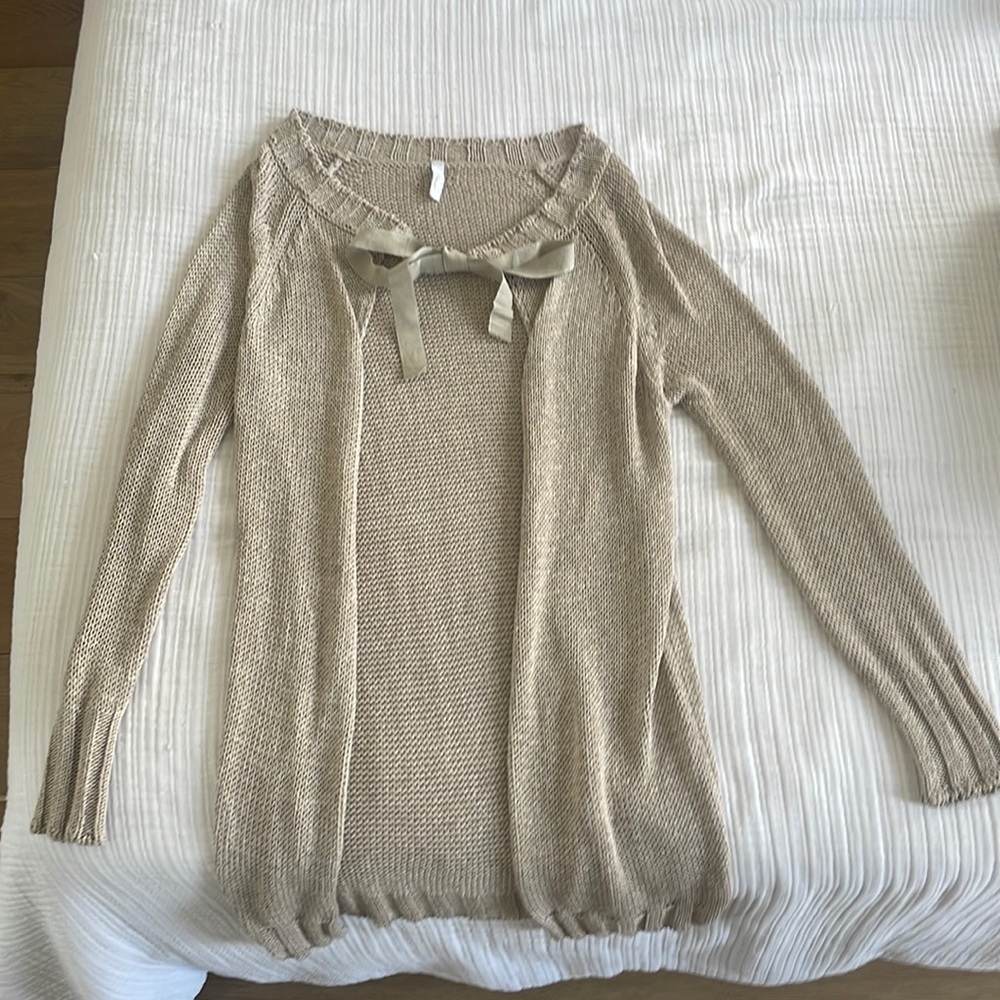 Italian made, tie at neck cardigan.